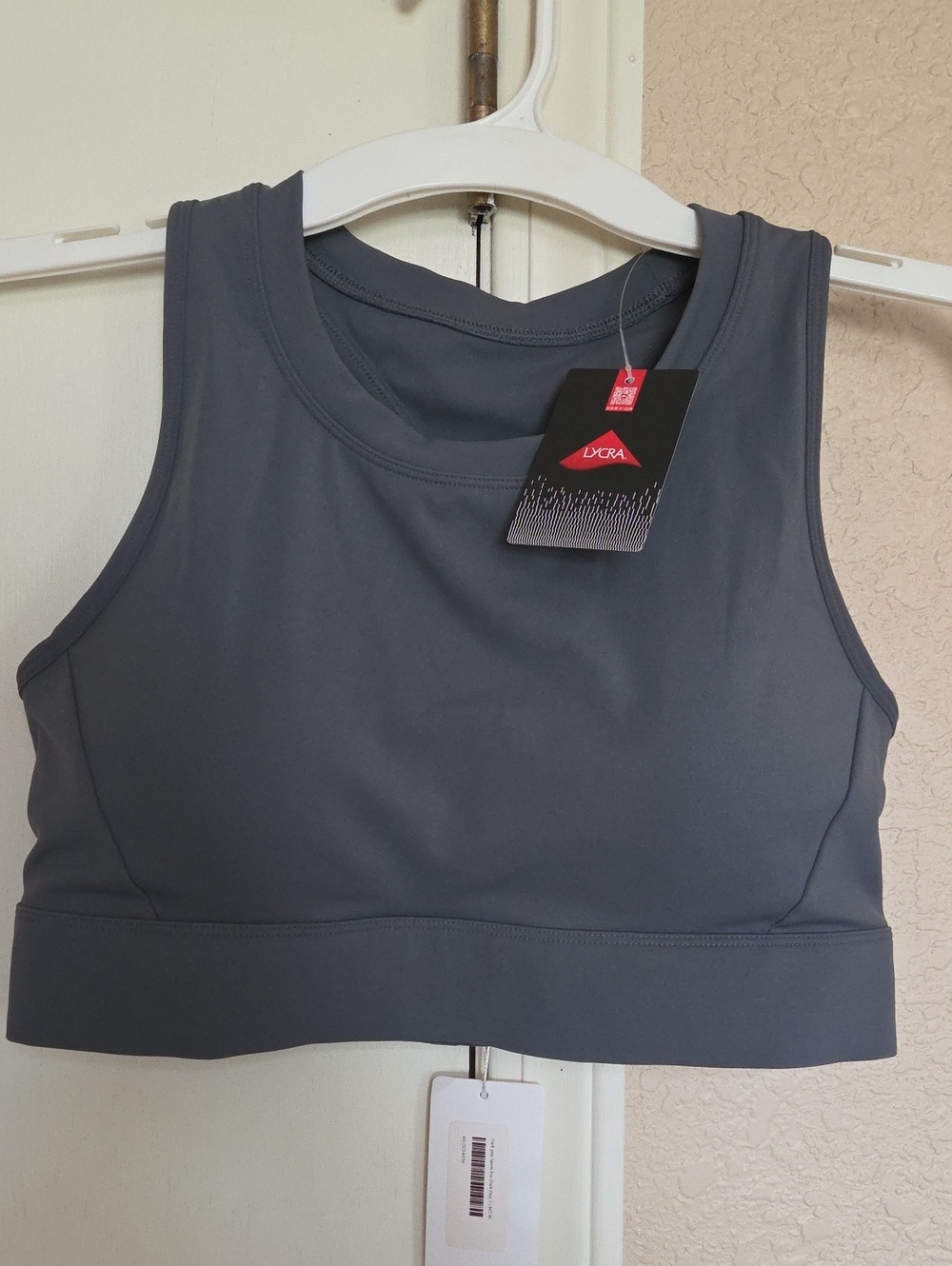 High-Neck Lycra Sports Bra in Charcoal Gray